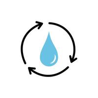Drop of water with arrows on white background. vector