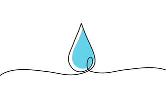 Continuous line drawing of Water drop on white background. vector