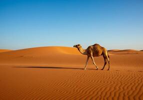 camel walking in the desert areas, a display of the finest and precious camels in Saudi Arabia photo
