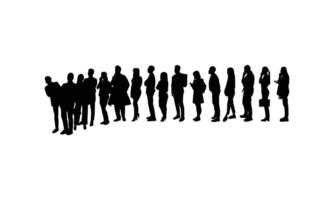 Group Silhouettes of People Standing in Line in a Minimalist Design. vector