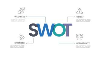 SWOT Analysis Concept Infographic for Strategic Planning Techniques. Presentation, Data, Plan and Strategy. vector