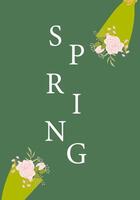 Spring celebration with floral design and green background vector