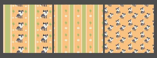 Cute forest animals patterns with fox and floral elements for decor and crafts vector