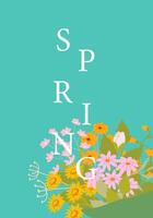 Spring floral bouquet design with colorful daisies and blossoms vector