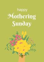 Happy mothering sunday card with floral bouquet design vector