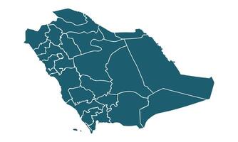 Detailed political map of Saudi Arabia with clearly defined regional borders. Clean, minimalistic design ideal for educational, business, and geographic reference. vector