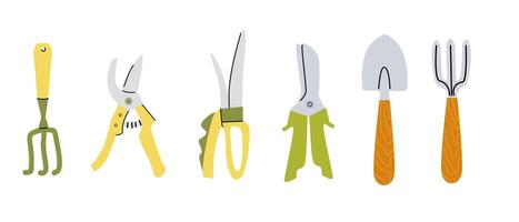 Essential gardening tools collection for home and professional use vector