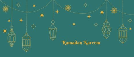 Ramadan kareem celebration with arabic lanterns and elements for festive design vector