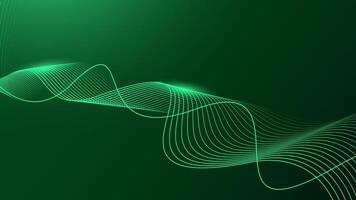 Abstract shining wave line on dark green background. Dynamic wave pattern. Futuristic technology concept. vector