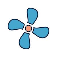 Fan icon isolated on white background for your web and mobile app design. Blue color air cooler logo concept. vector