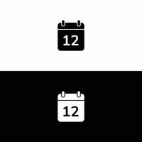 Stylish Minimalist Calendar Icon Featuring Date 12 in Black and White for Modern Designs, Digital Interfaces, and Graphic Projects vector