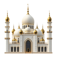 Mosque with multiple domes and minarets, isolated on transparent background png