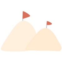 Sand pile with two flags on top on transparent background png