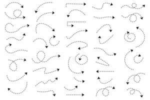 Dashed line arrow images on set. vector