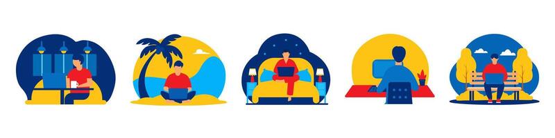 Freelancing and Remote Work in Different Environments. vector