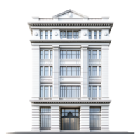 A white building with a large window and a door png