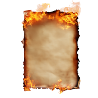 A blank paper with fire on it png