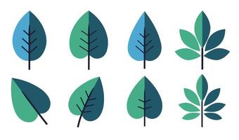 Leaf Graphics Set Featuring Stylish Green and Blue Leaves vector