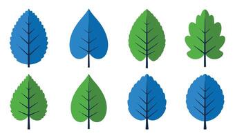 Minimalist Leaf Graphics Featuring Blue and Green Color Tones vector