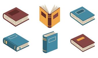 School Books Isometric Icons for E-Learning and Teaching Tools vector