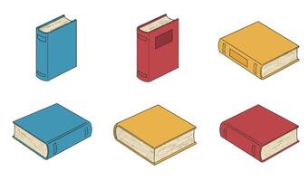 Hardcover Books Bundle in Isometric Perspective for 3D Effects vector