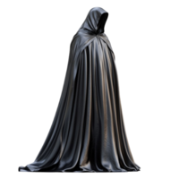 Floating Black Cape with Mysterious Draping on Transparent Background png