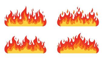 Abstract Hot Fire Symbols with Smooth Gradient Blazes vector