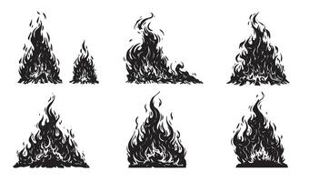 Creative Fire Flames Bundle with Unique Flame Patterns vector