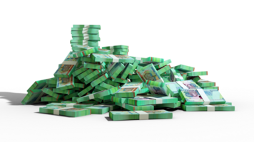 3d rendering of Stacks of 200000 Uzbekistani Som notes. bundles of Uzbekistan currency notes isolated on transparent background.. png