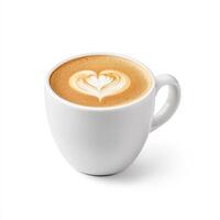 hot cup of cappuccino with latte art, cozy and inviting, perfect for coffee lovers. Enjoy rich flavors and warm ambiance photo