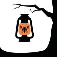 Halloween Lantern Spider Tree Design vector