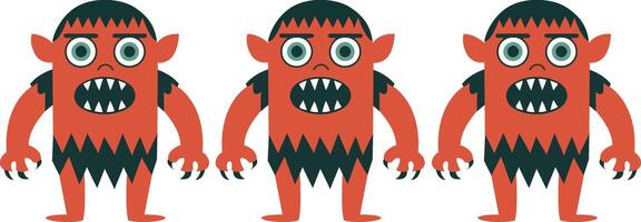 Three Angry Red Cartoon Monsters vector