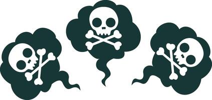 Three Skulls Crossbones Smoke Clouds vector
