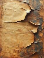 Burnt, torn antique paper edges on textured background photo