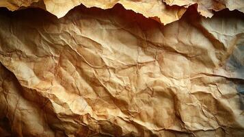 Crumpled burnt brown paper texture background, vintage effect photo