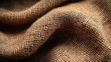 Folded burlap texture close-up, rustic background photo