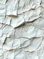 Crumpled white paper texture, full frame background, close-up detail photo
