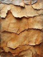 Torn, layered, brown paper background with cracks, useful for aged or distressed design photo