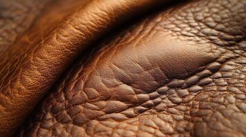 Close-up of brown textured leather, no action, background blurred, for background use photo