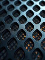 Grid with repeating diamond holes in foreground with textured blurred light background photo