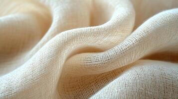 Textured light beige fabric in close up, for textile and design use photo