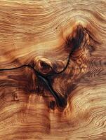 Wooden grain texture, natural knot, and dark crack for background photo