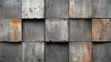 Concrete blocks arranged in grid pattern for building material background photo