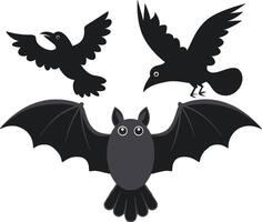 Bat Crow Bird Silhouettes Illustration vector