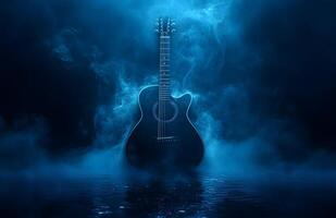 Acoustic Guitar in Blue Mystical Smoke Setting photo