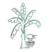 Banana tree with Mongol got Creative line art vector