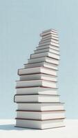 Stack of books creating an upward staircase symbolizing knowledge photo