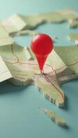 Red push pin pointing golan heights on folded paper map photo