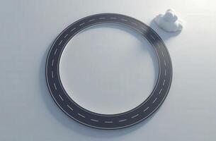 Circular road leading to a cloud symbolizing the cloud computing concept photo