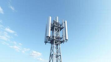 Telecommunication tower reaching for the sky on a bright day photo